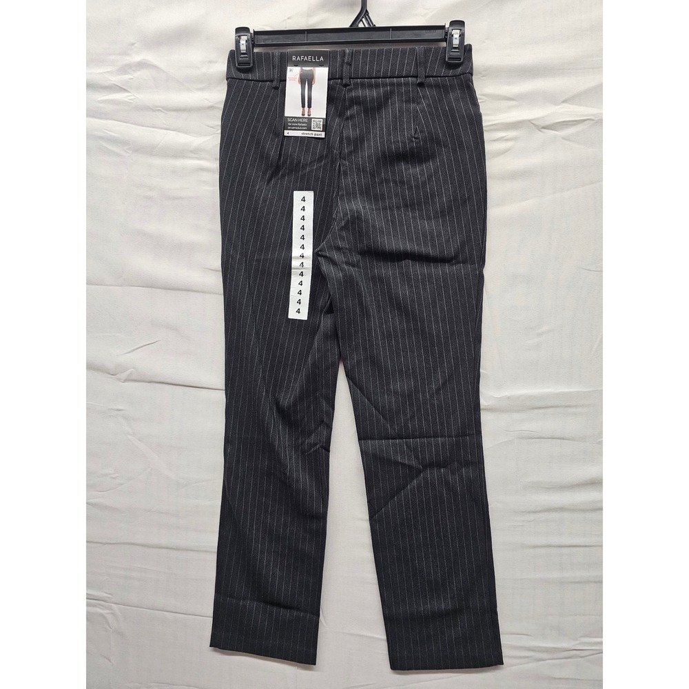 Rafaella Womens Pinstripe‎ Stretch Pants Gray Viscose Blend Casual Size 4